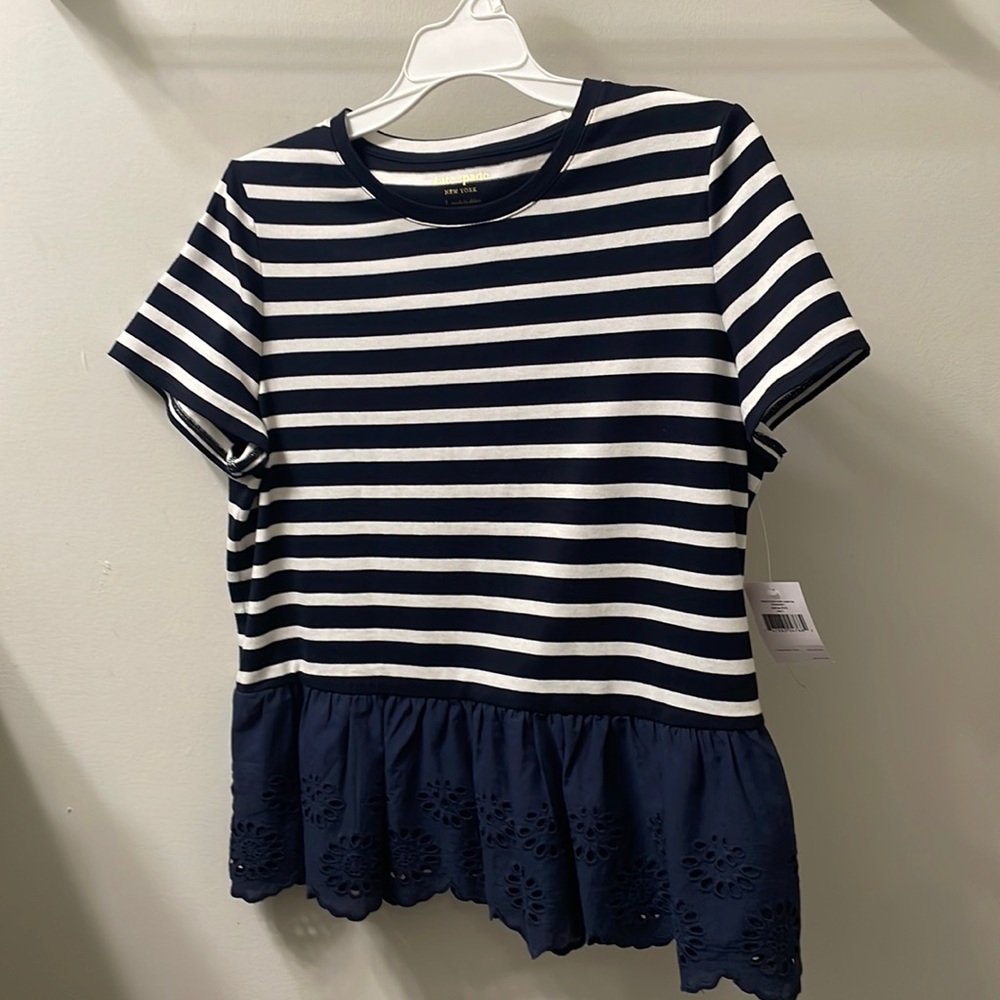 NWT Kate Spade Mixed Media Eyelet Tee